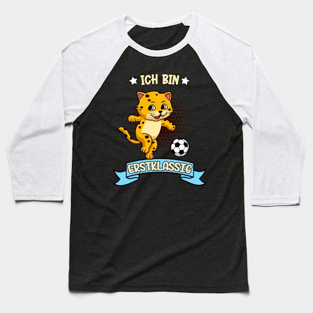 Ich bin Erstklassig Fußball Katze Schulanfang Baseball T-Shirt by Foxxy Merch